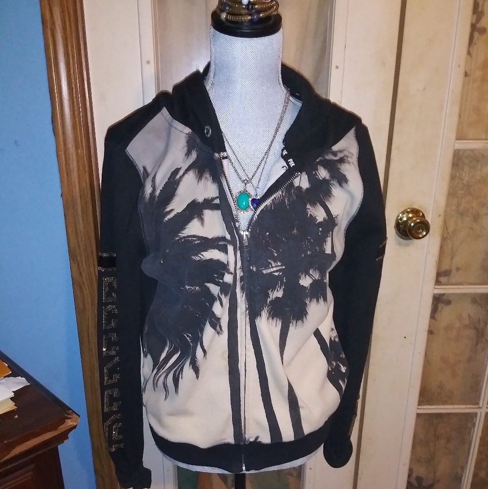 Pink vs. Palm tree bling hoodie